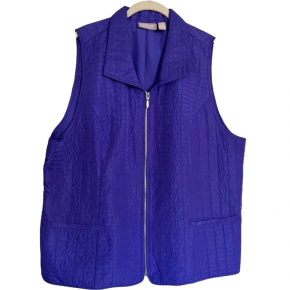 Chicos Quilted Vest Size 3 XL 16 Purple Full Zip w/ Pockets Lightweight LIKE NEW - Picture 1 of 16